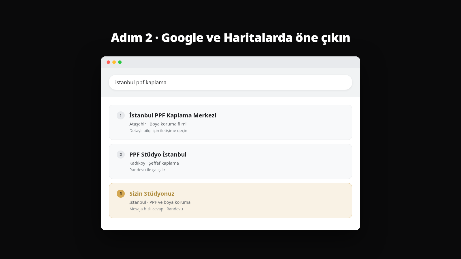 Google ve Haritalar görünümü